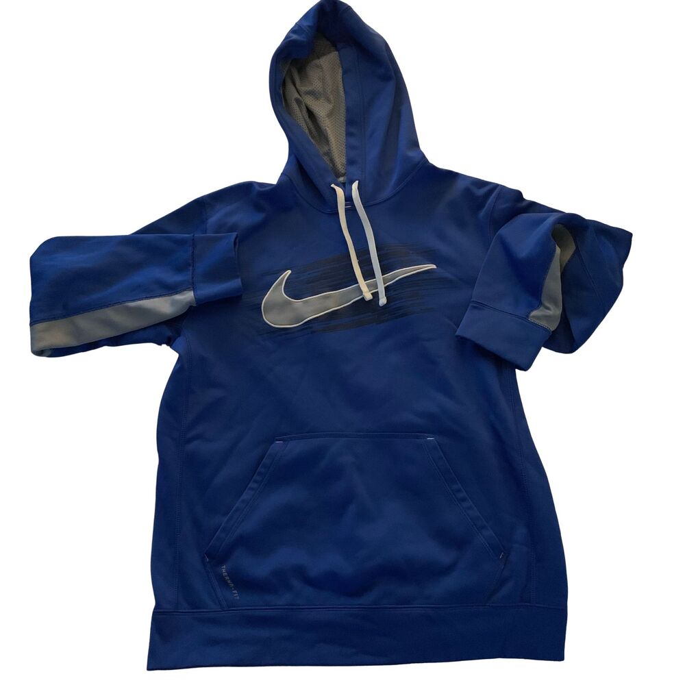 Nike Hoodie Men’s M Therma-FIT Blue Swoosh Performance Hoodie